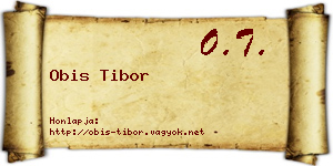 Obis Tibor névjegykártya